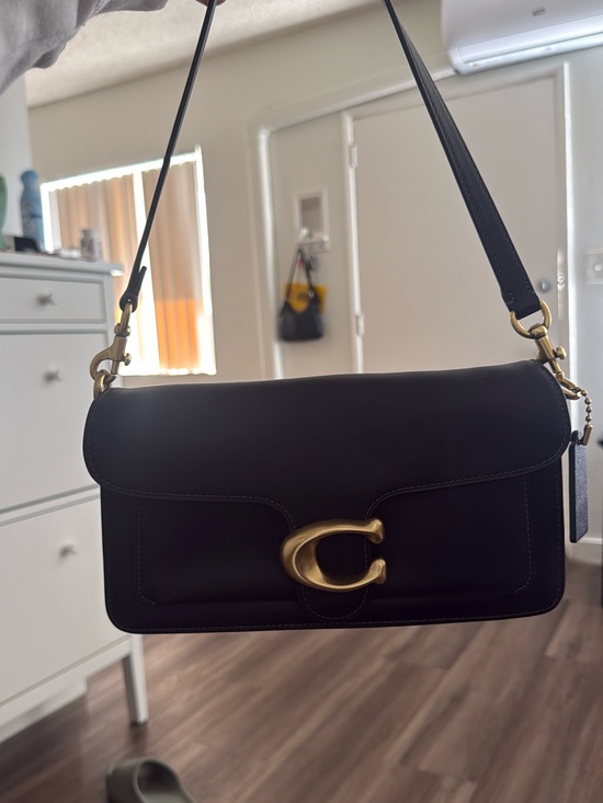 Coach Handbags - Coach Black Leather Shoulder Bag with Gold 'C' Hardware